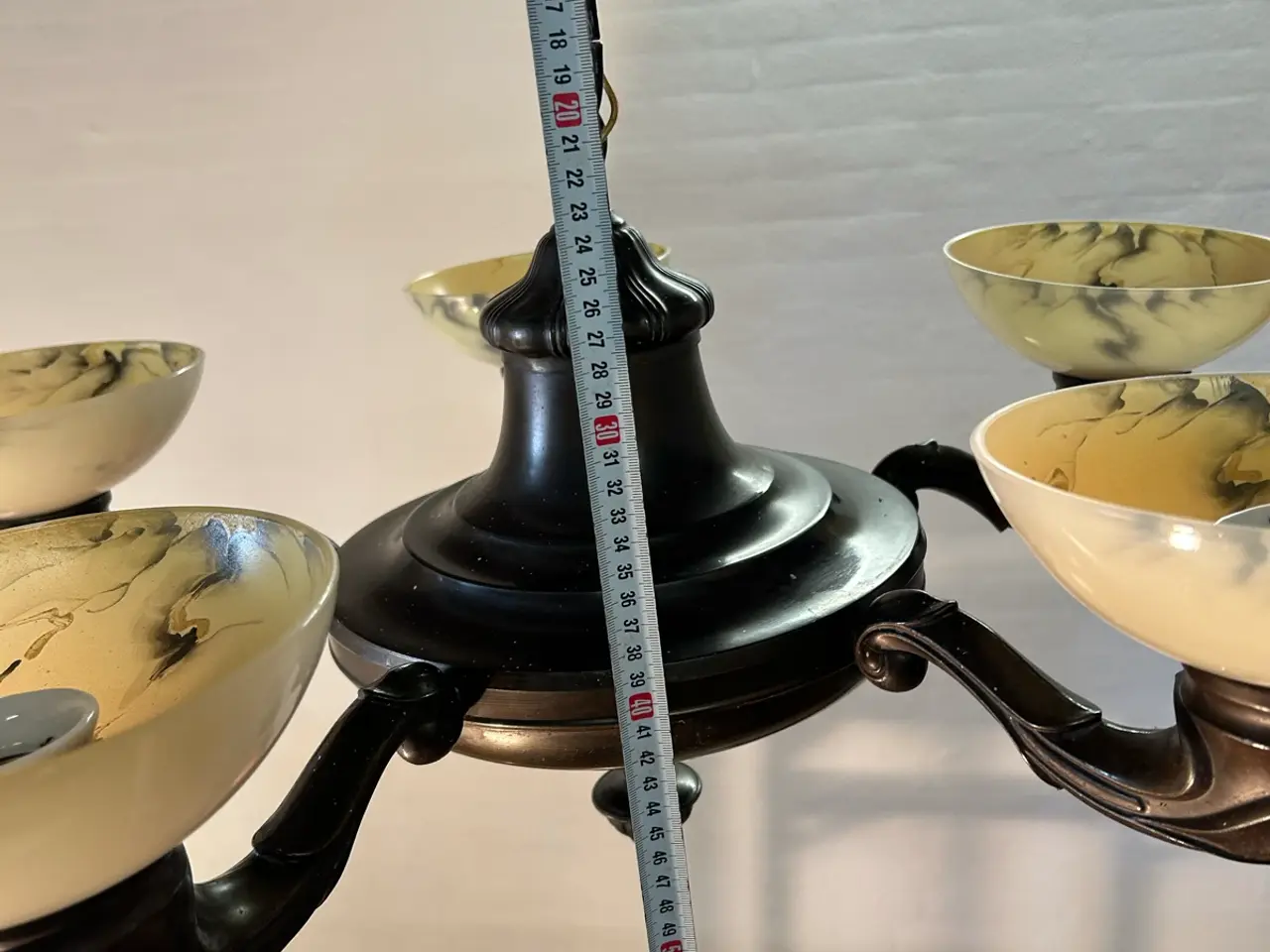 Billede 6 - Flot Art Deco lysekrone – 5-armet med originale ma