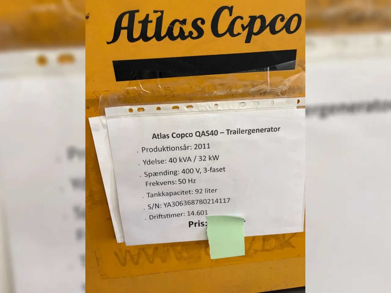 Billede 2 - Atlas Copco QAS 40 Mobil generator 41 kVA / 33 kW