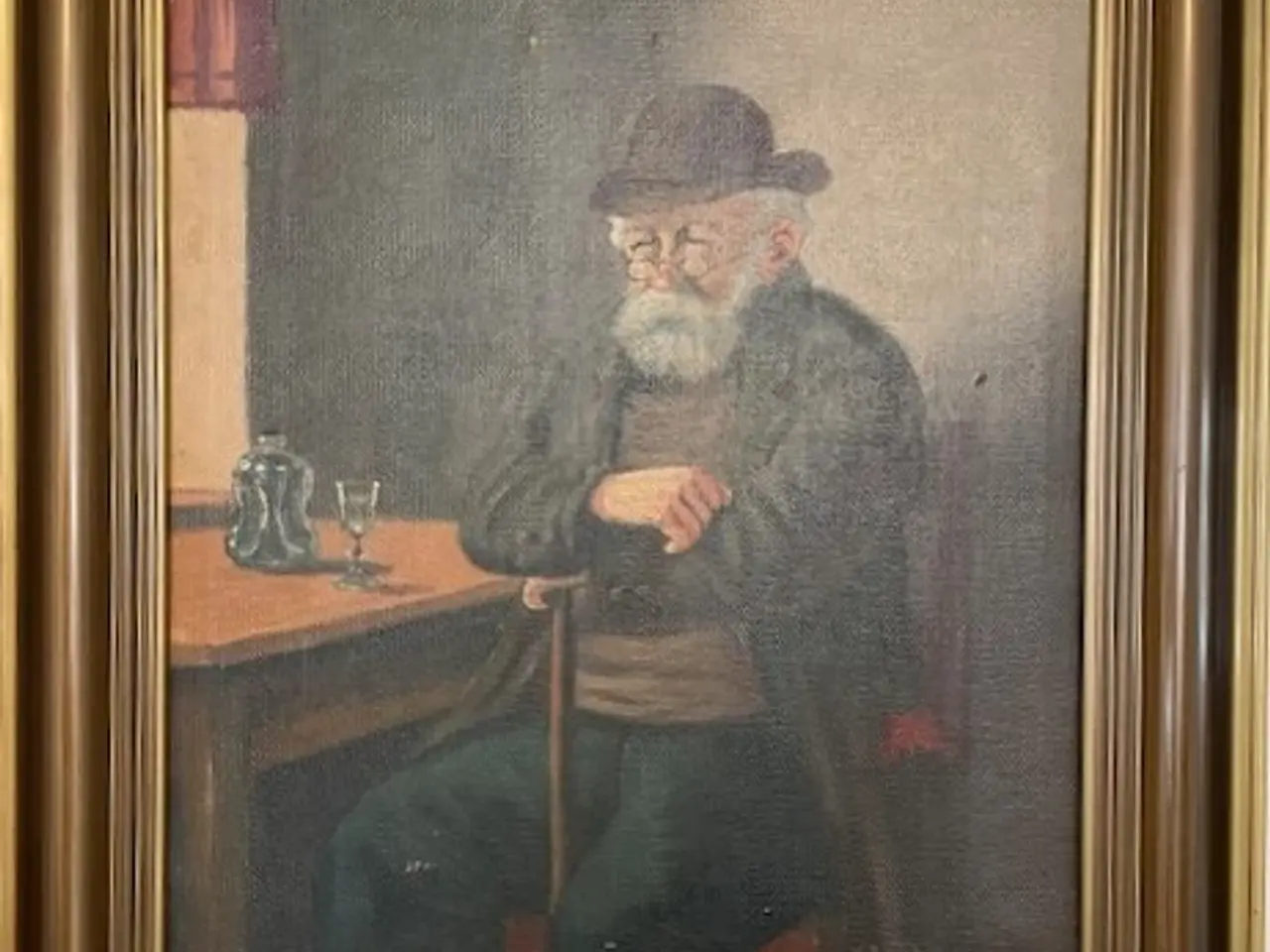 Billede 1 - Oliemaleri med ældre mand – signeret O. Bryggen –