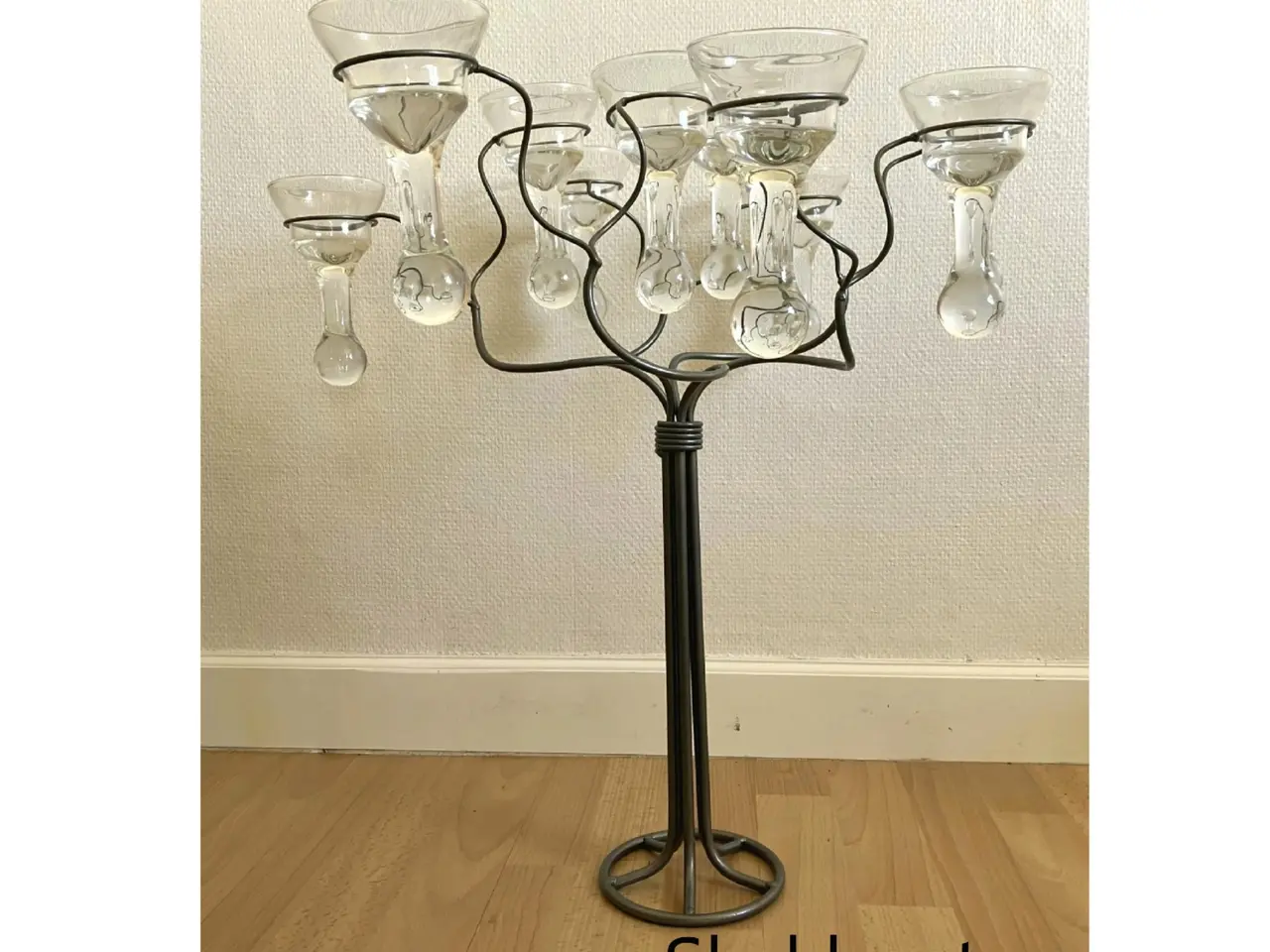 Billede 1 - Gulvstage – metaltræ med 10 glas til lys.