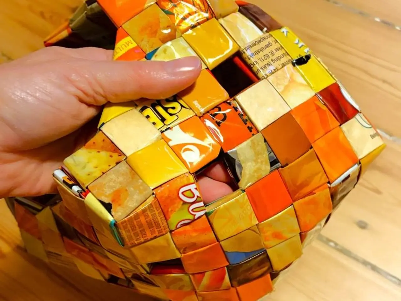 Billede 4 - Strikkekurv i orange nuancer - unika