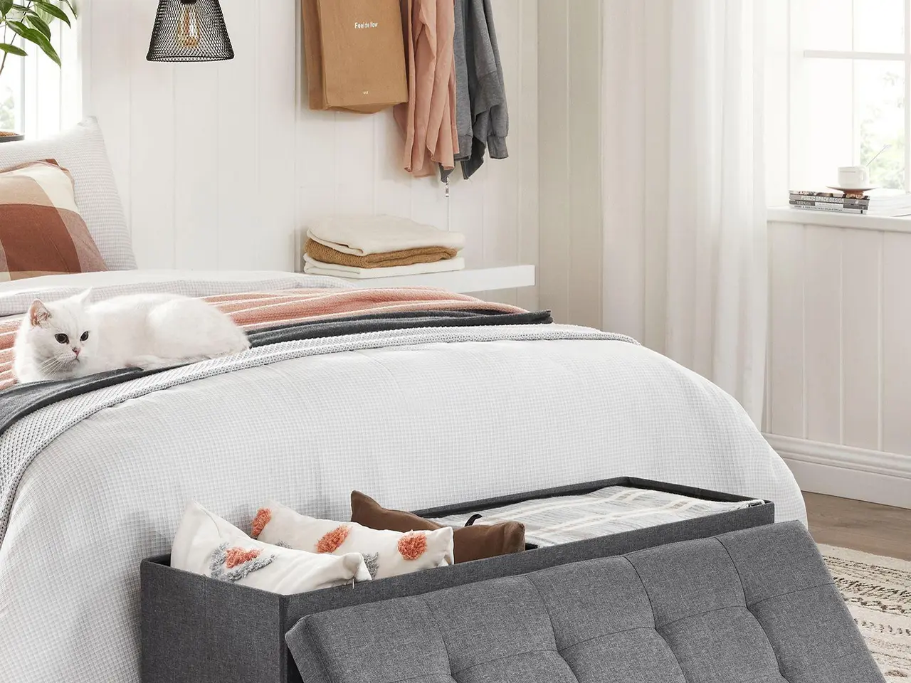 Billede 3 - Opbevaringsbænk foldbar - mørkegrå, 110 x 38 x 38 cm