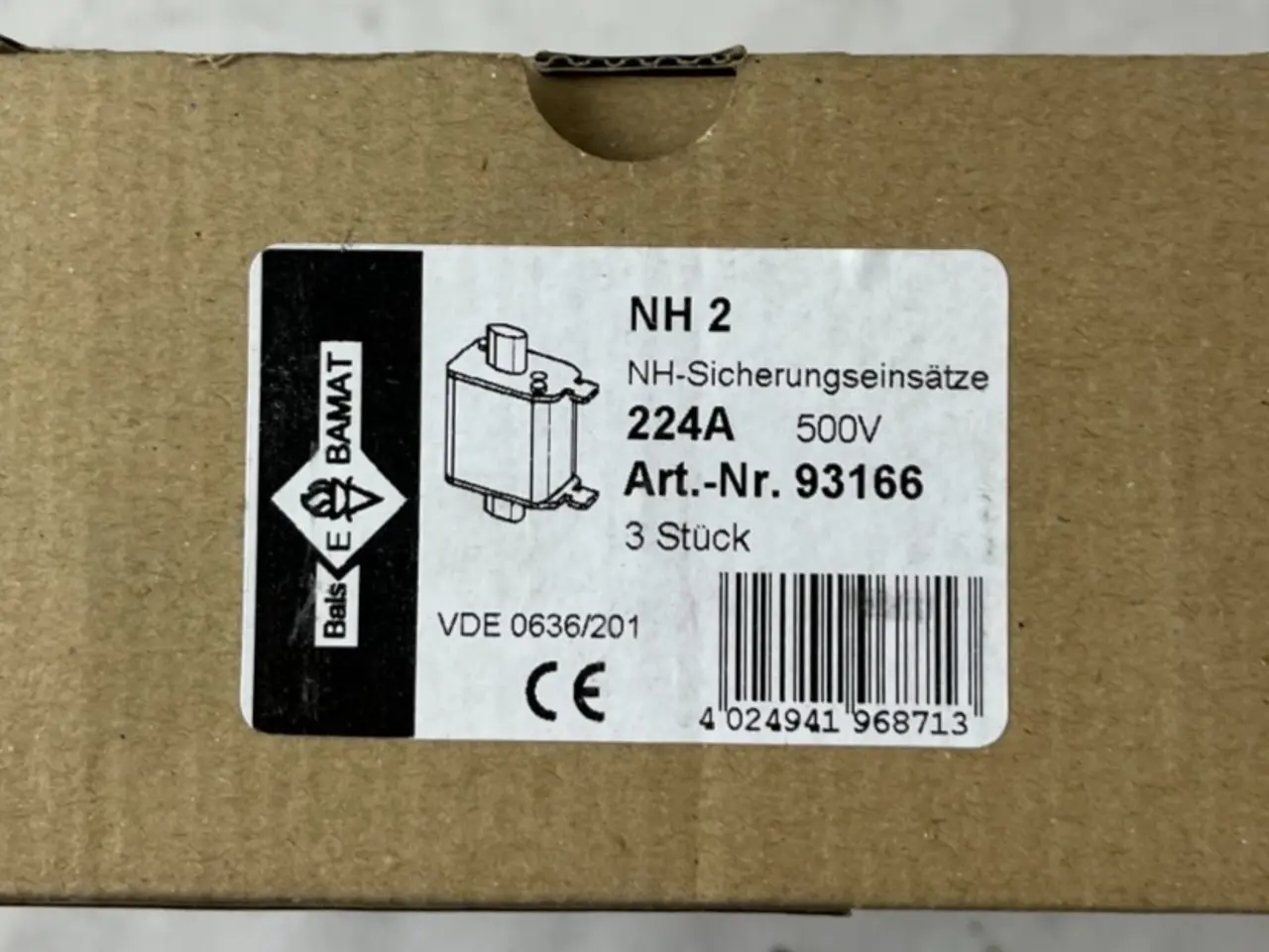 Billede 1 - NH2 Fuse 224A 500V gG Bals Bamat 93166 3pcs ny