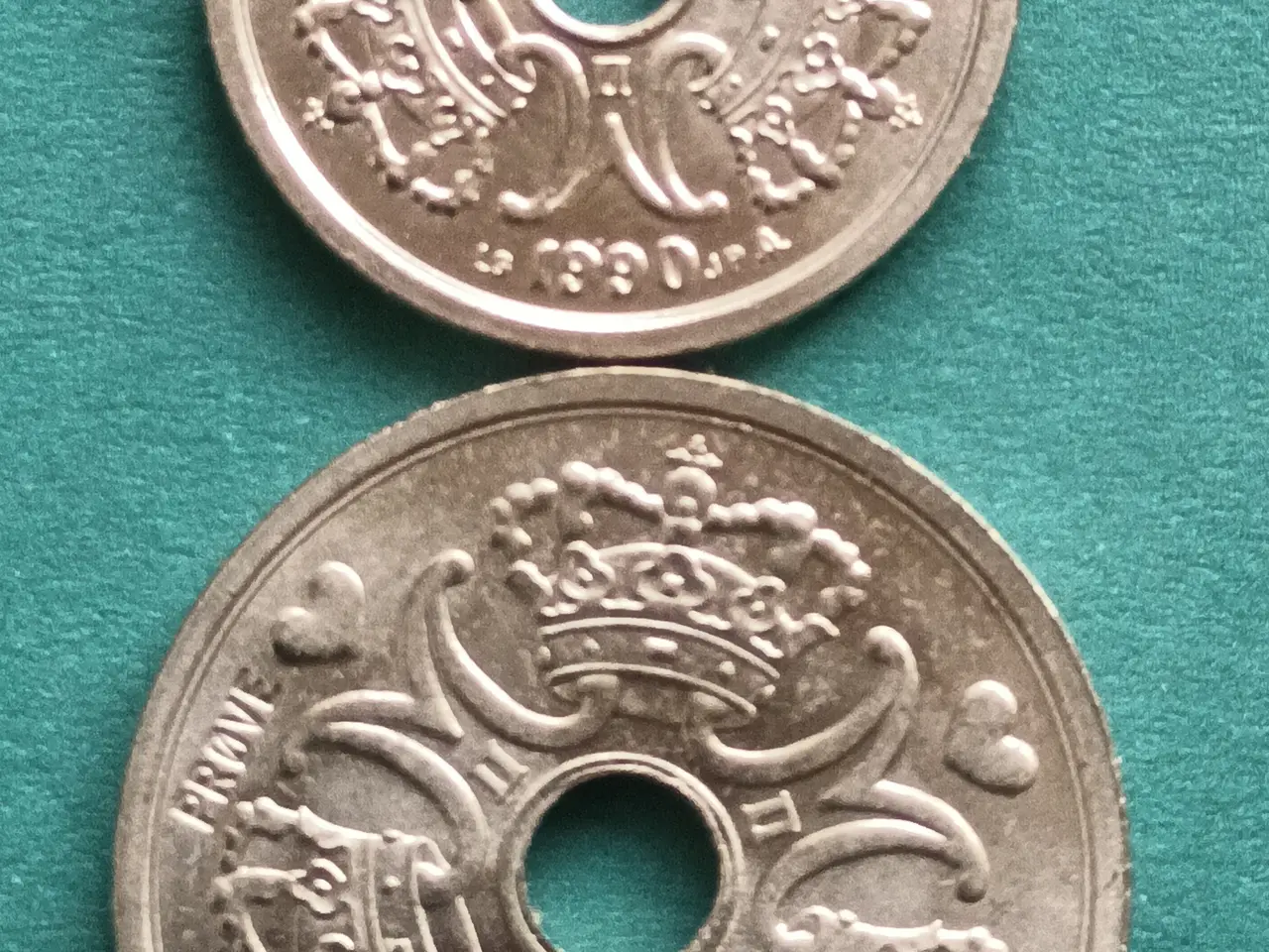 Billede 1 - Prøvemønter 1 + 2 kr 1990