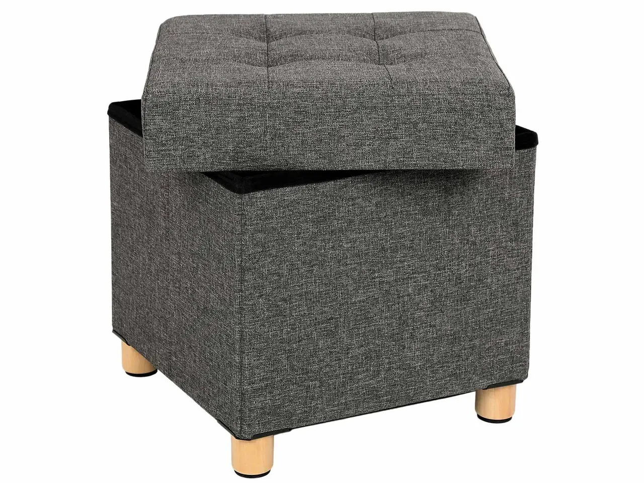Billede 1 - Puf med opbevaring sammenklappelig kube, mørkegrå, 38×38×40 cm