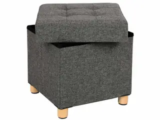 Puf med opbevaring sammenklappelig kube, mørkegrå, 38×38×40 cm