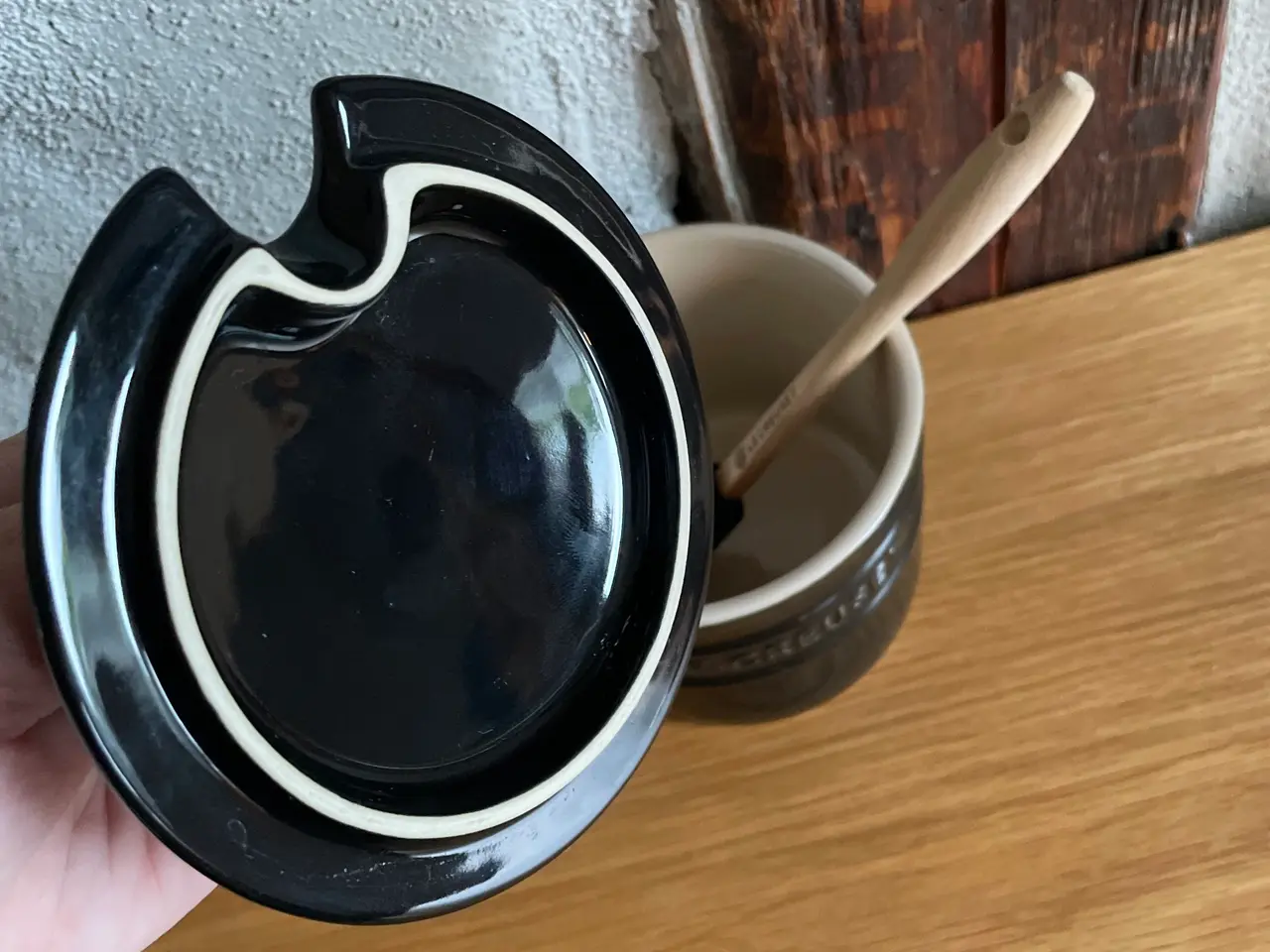 Billede 4 - Le creuset sukkerskål med ske sort 