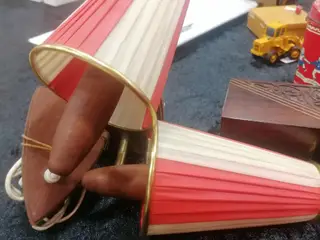 Retro teak, messing væglamper