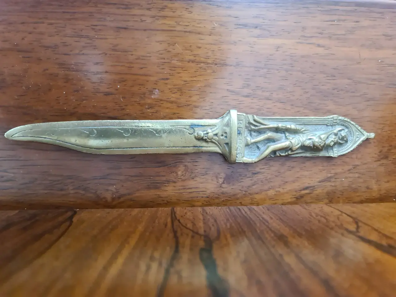 Billede 1 - Antik brevåbner i ægte "Ildfast" bronze