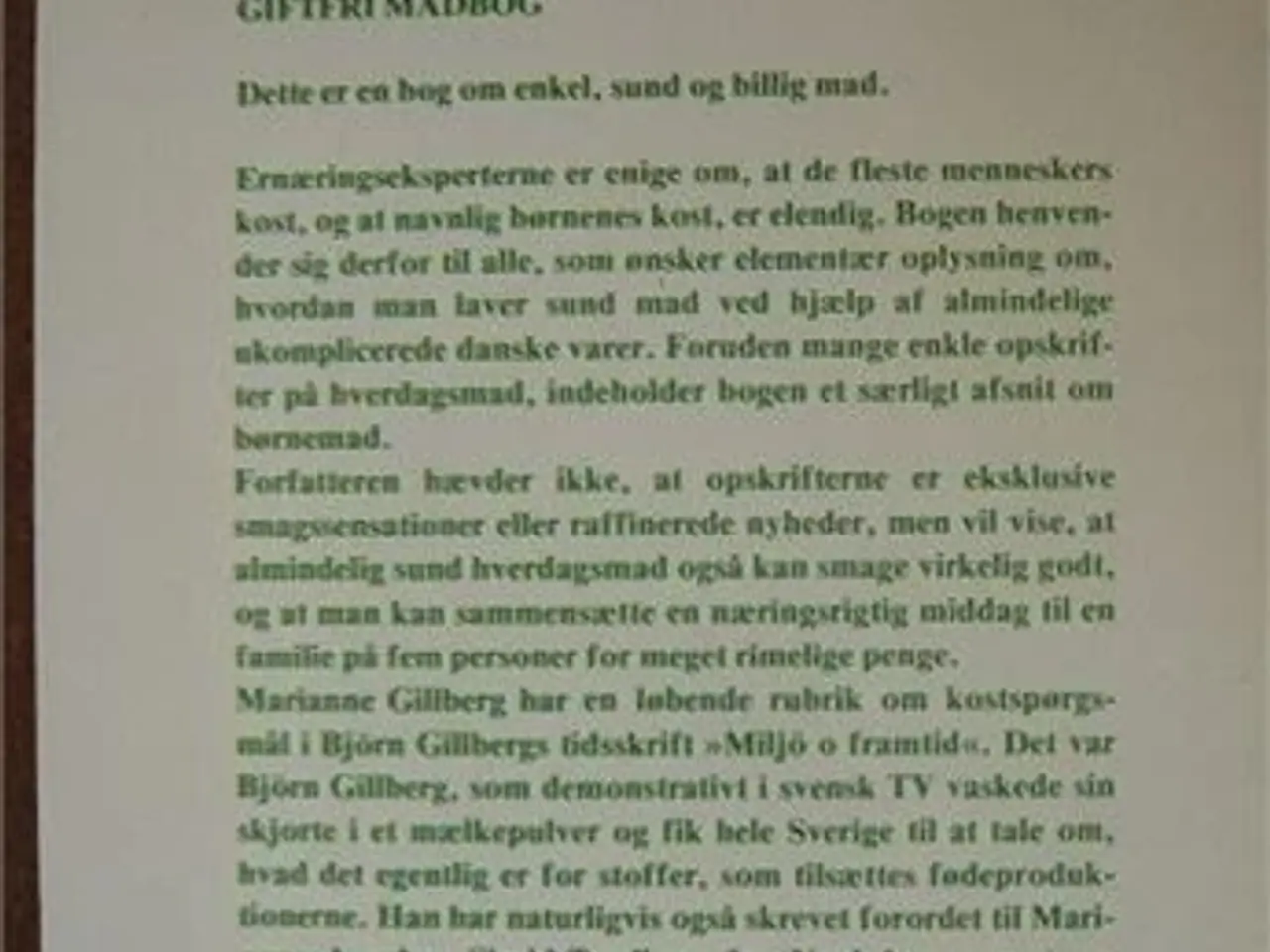 Billede 2 - Giftfri madbog af marianne Gillberg (B2)