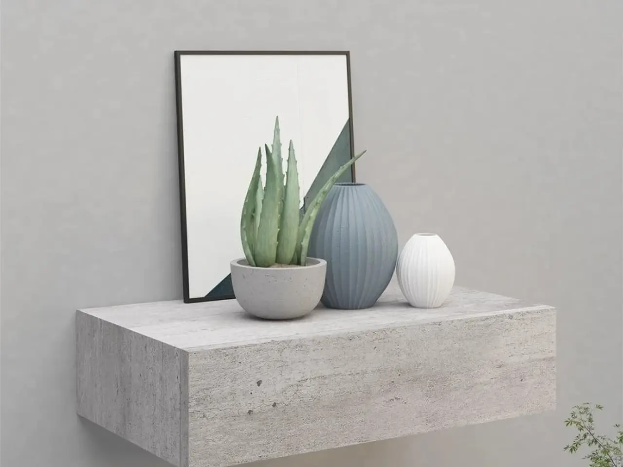 Billede 1 - Væghylde med skuffe 40 × 23,5 × 10 cm - MDF i betongrå