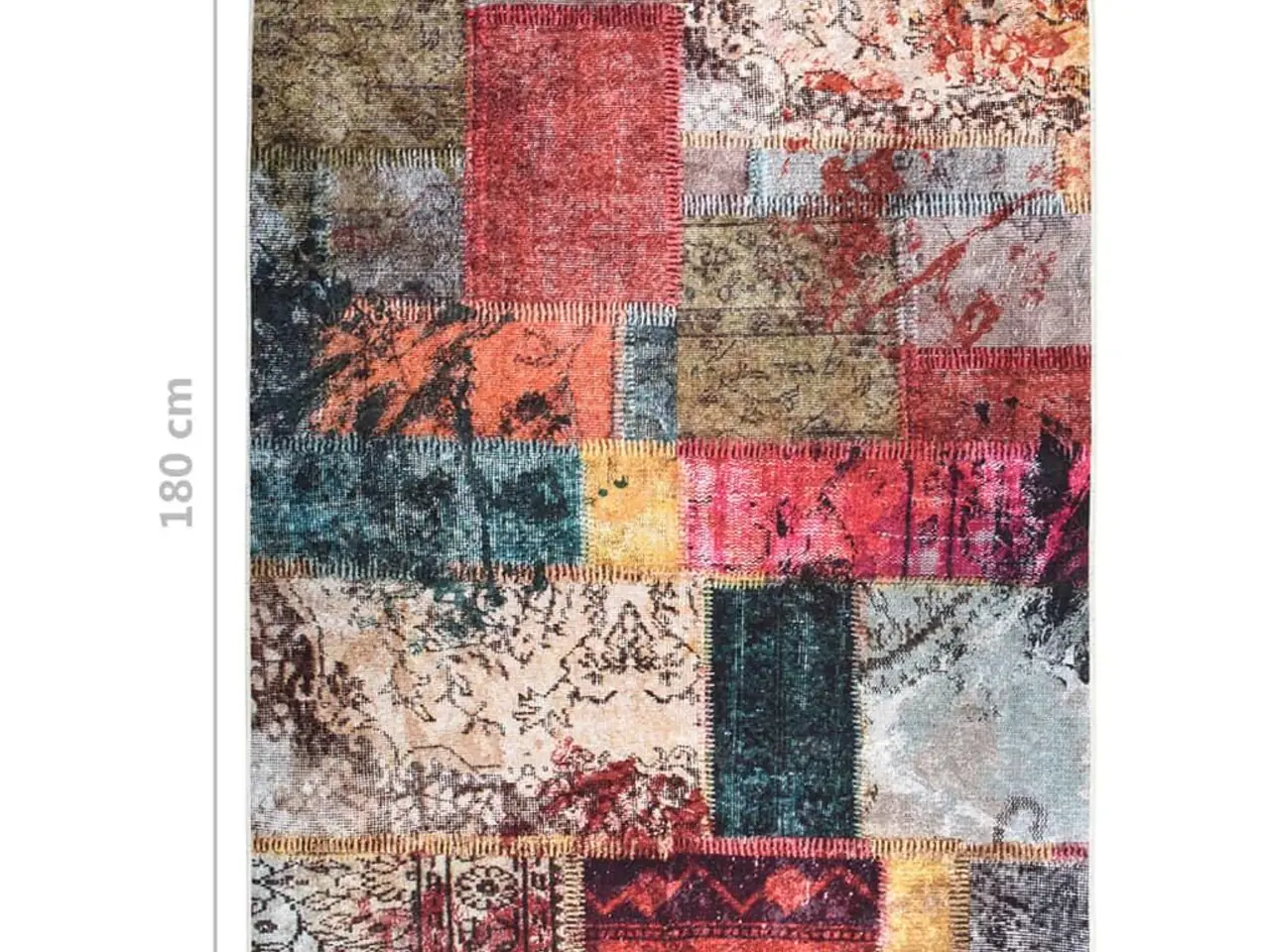 Billede 5 - Gulvtæppe 120x180 cm skridsikkert og vaskbart patchworkdesign