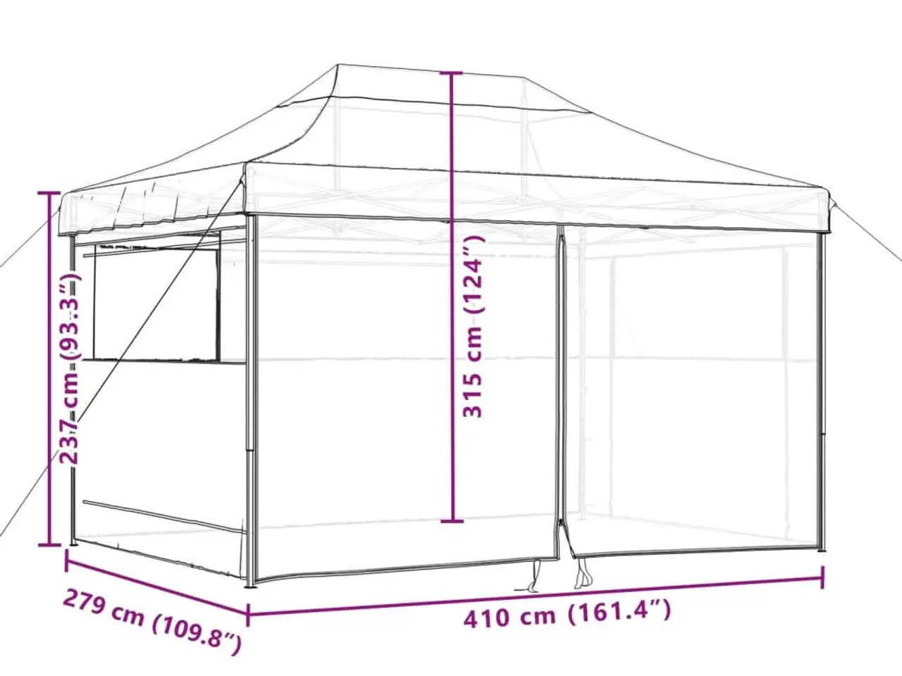 Billede 10 - Foldbart pop up-festtelt med 4 sidevægge gråbrun