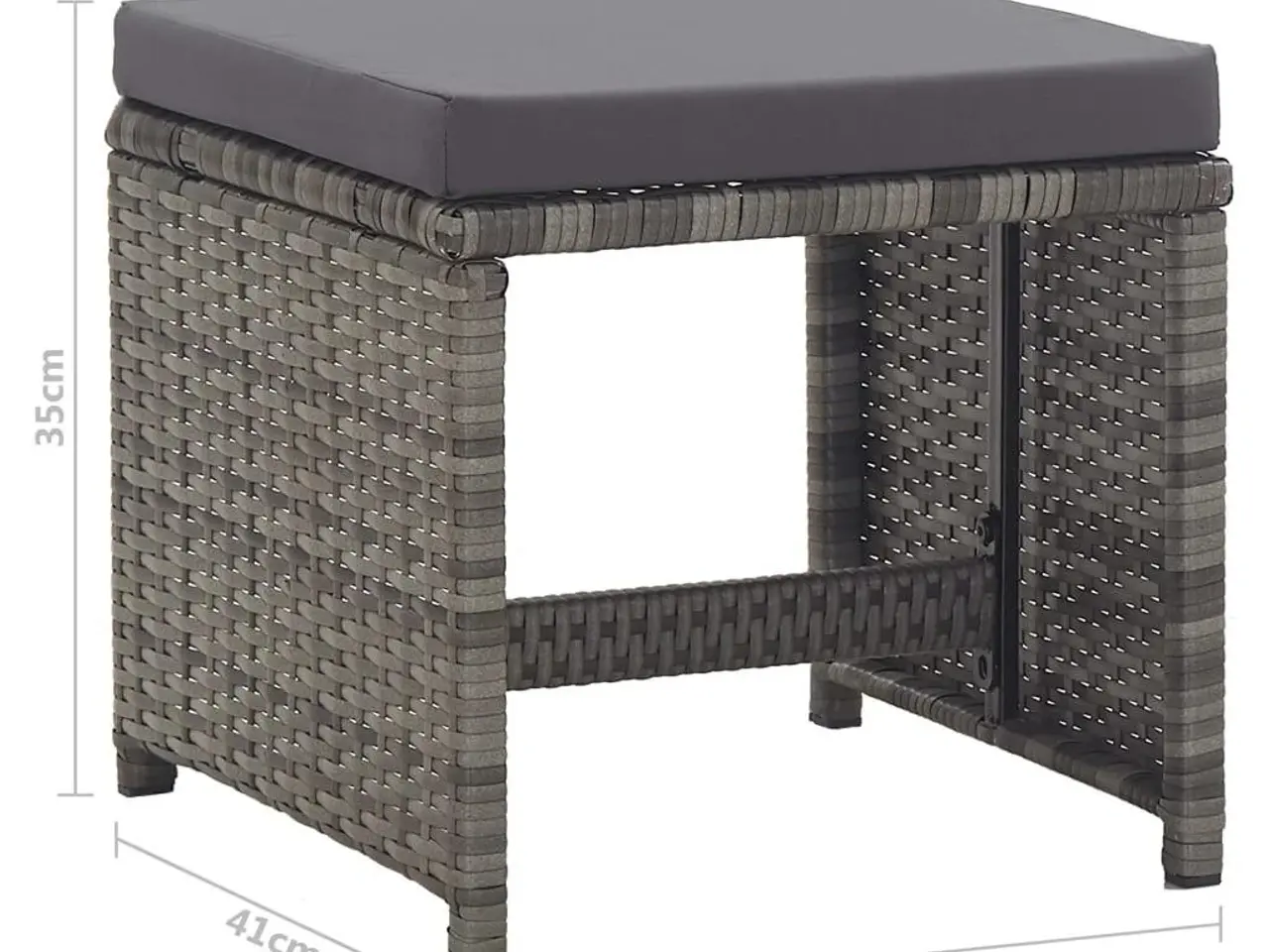 Billede 8 - Havetaburetter med hynder - 2 stk., polyrattan, antracitgrå