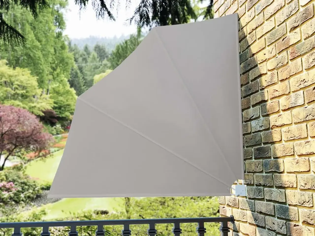 Billede 1 - Sammenklappelig sidemarkise til altan - creme 140 x 140 cm