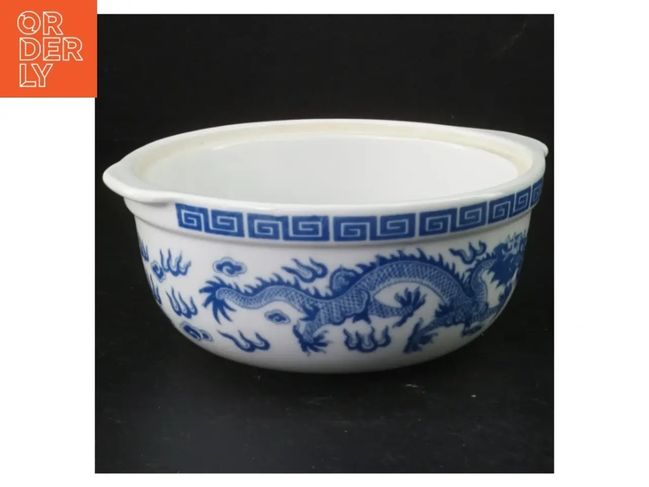 Billede 1 - Blå-hvid porcelænsskål med dragemotiv