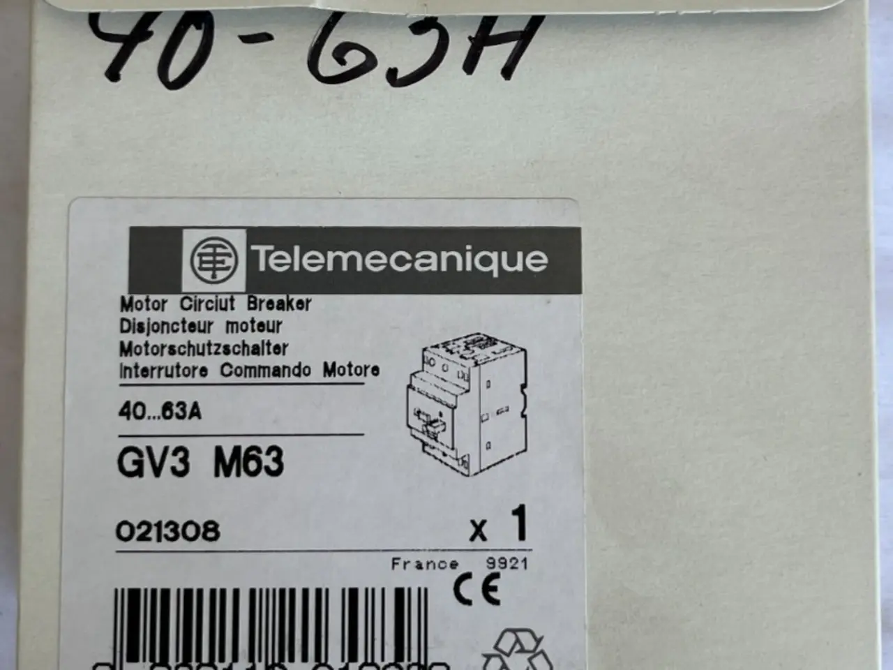Billede 1 - Telemecanique GV3 M63 Motor automatsikring 40-63A