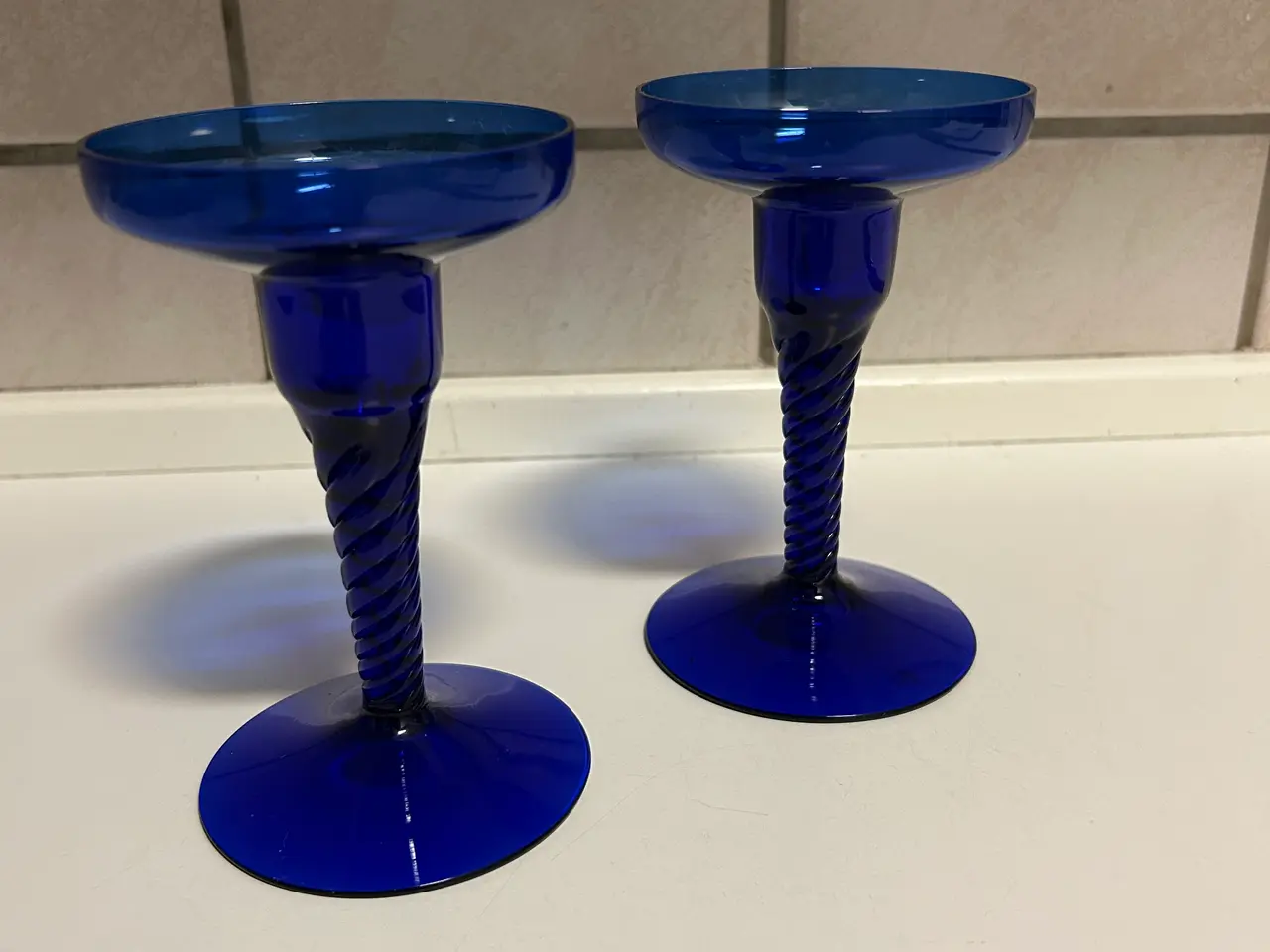 Billede 4 - Amager/ twist blå stager 2 stk. Vintage