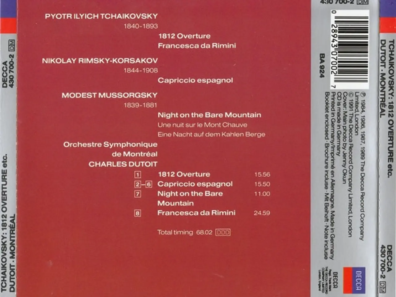 Billede 3 - Tchaikovsky* – Francesca Da Rimini – CD