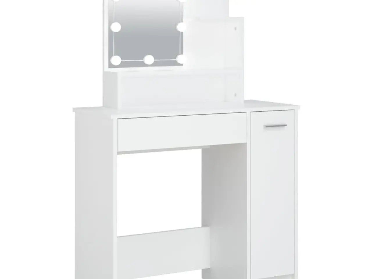 Billede 2 - Makeupbord med LED-lys 86,5x35x136 cm hvid