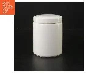 Hvid porcelænskrukke med låg fra Arabia (str. Ø 7,5 cm højde 11,5 cm)