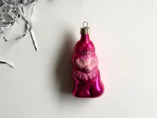 Vintage julekugle, lilla ræv m glimmer