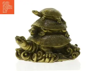 Gul metal skildpadde figur (str. 10 x 7 cm)