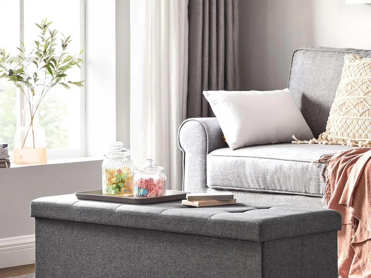 Billede 2 - Opbevaringsbænk foldbar - mørkegrå, 110 x 38 x 38 cm
