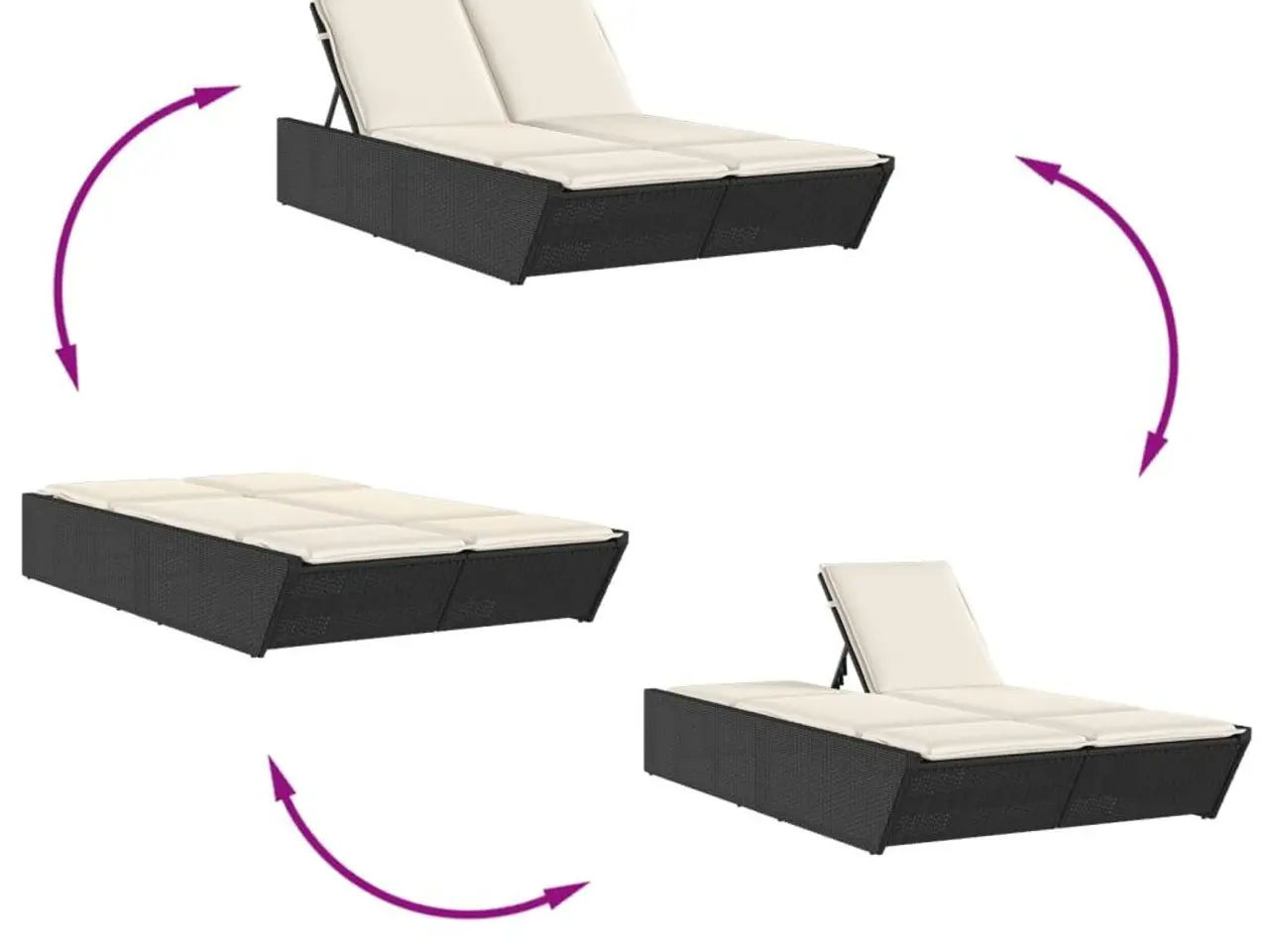 Billede 6 - Dobbelt loungesofa med hynder polyrattan sort
