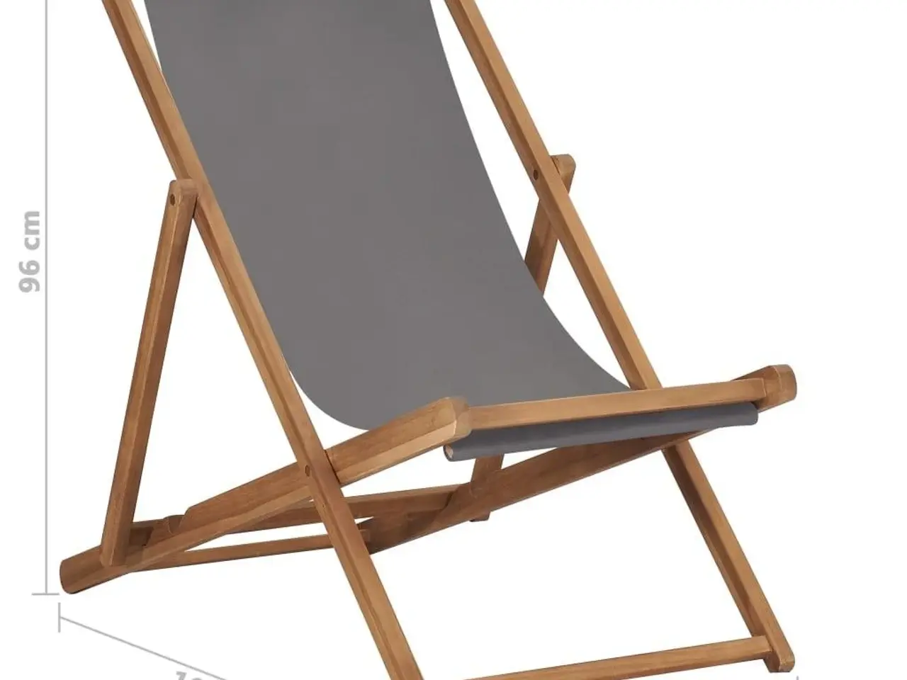 Billede 8 - Foldbar strandstol i massivt teaktræ - grå stof