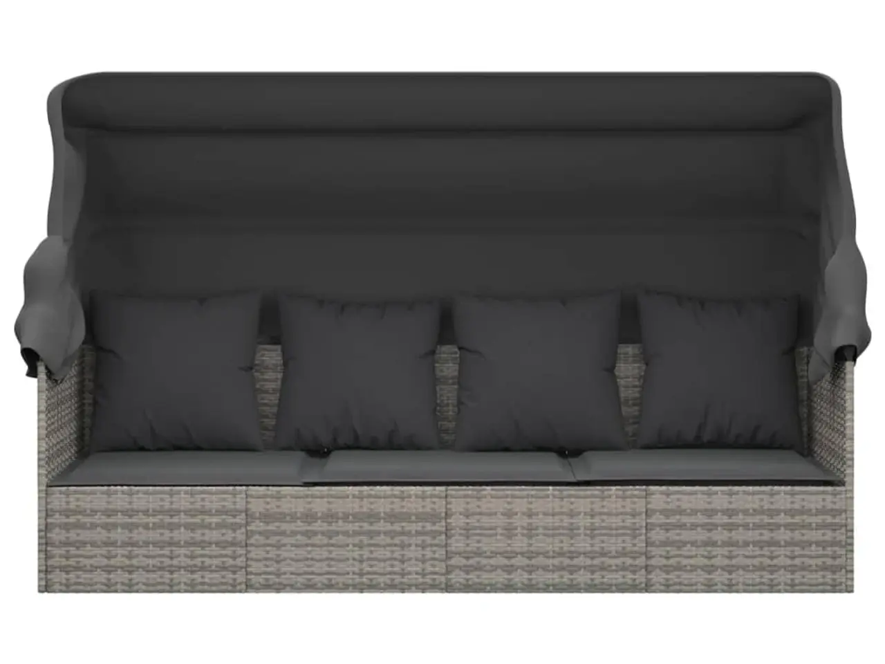 Billede 3 - Udendørs loungesofa med tag og hynder i polyrattan - grå
