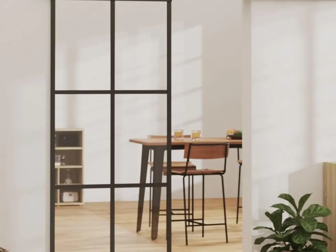 Billede 1 - Skydedør 90x205 cm sikkerhedsglas og aluminium sort