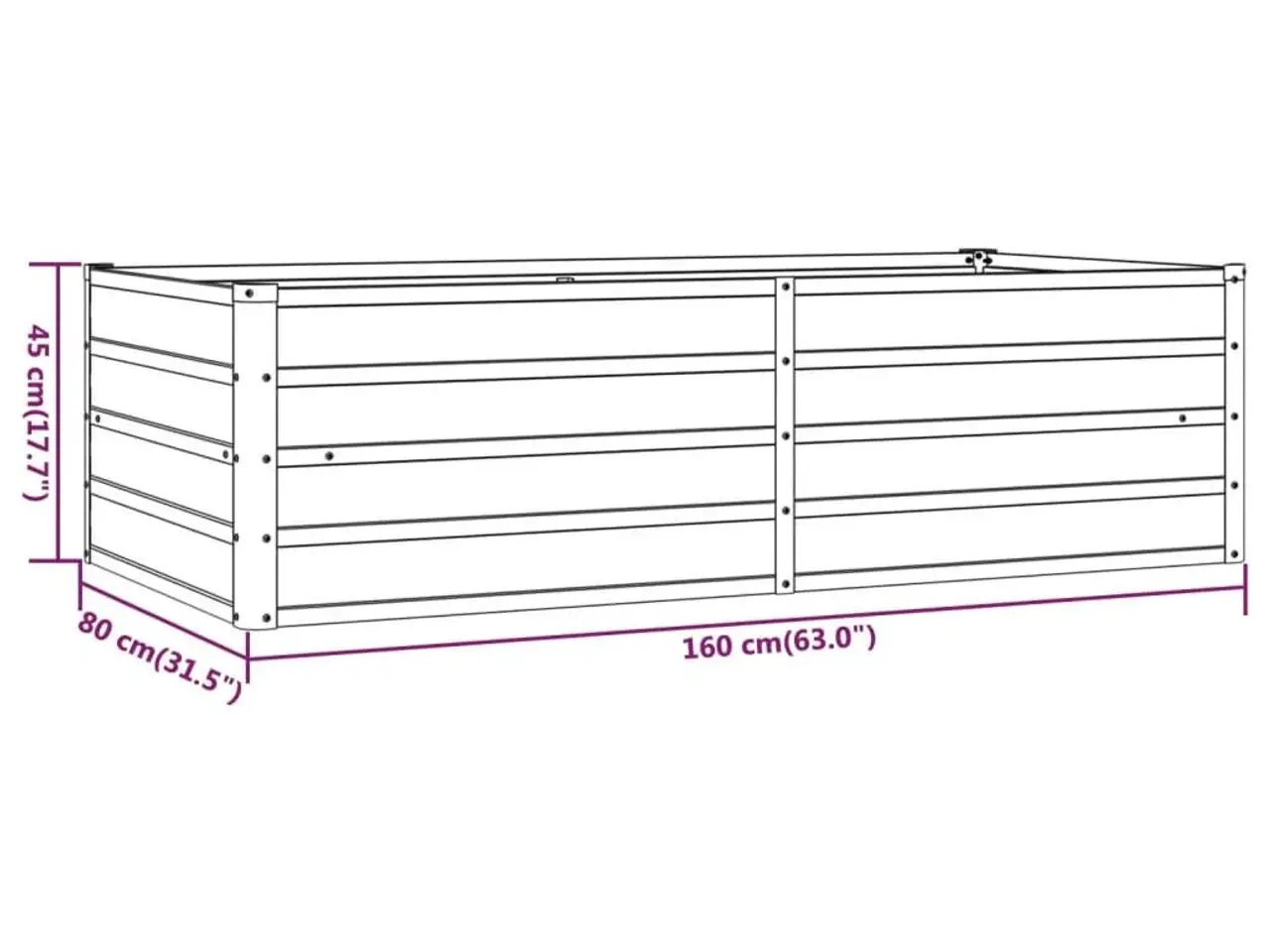 Billede 7 - Højbed 160×80×45 cm i cortenstål - rustfarvet plantekasse