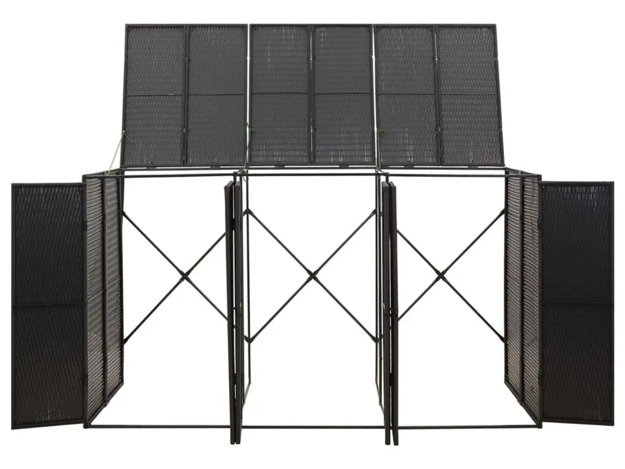 Billede 4 - Tredobbelt skraldespandsskjuler i polyrattan 207×80×117 cm - sort
