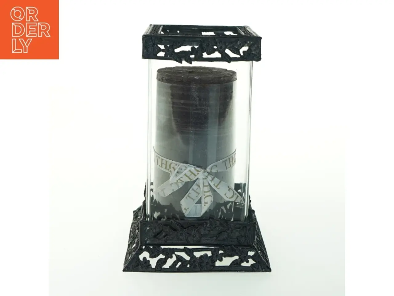 Billede 1 - Lysestage med spejl og glas cylinder (str. H. 21 cm)