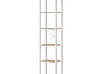 Bogreol med 6 hylder - beige/hvid
