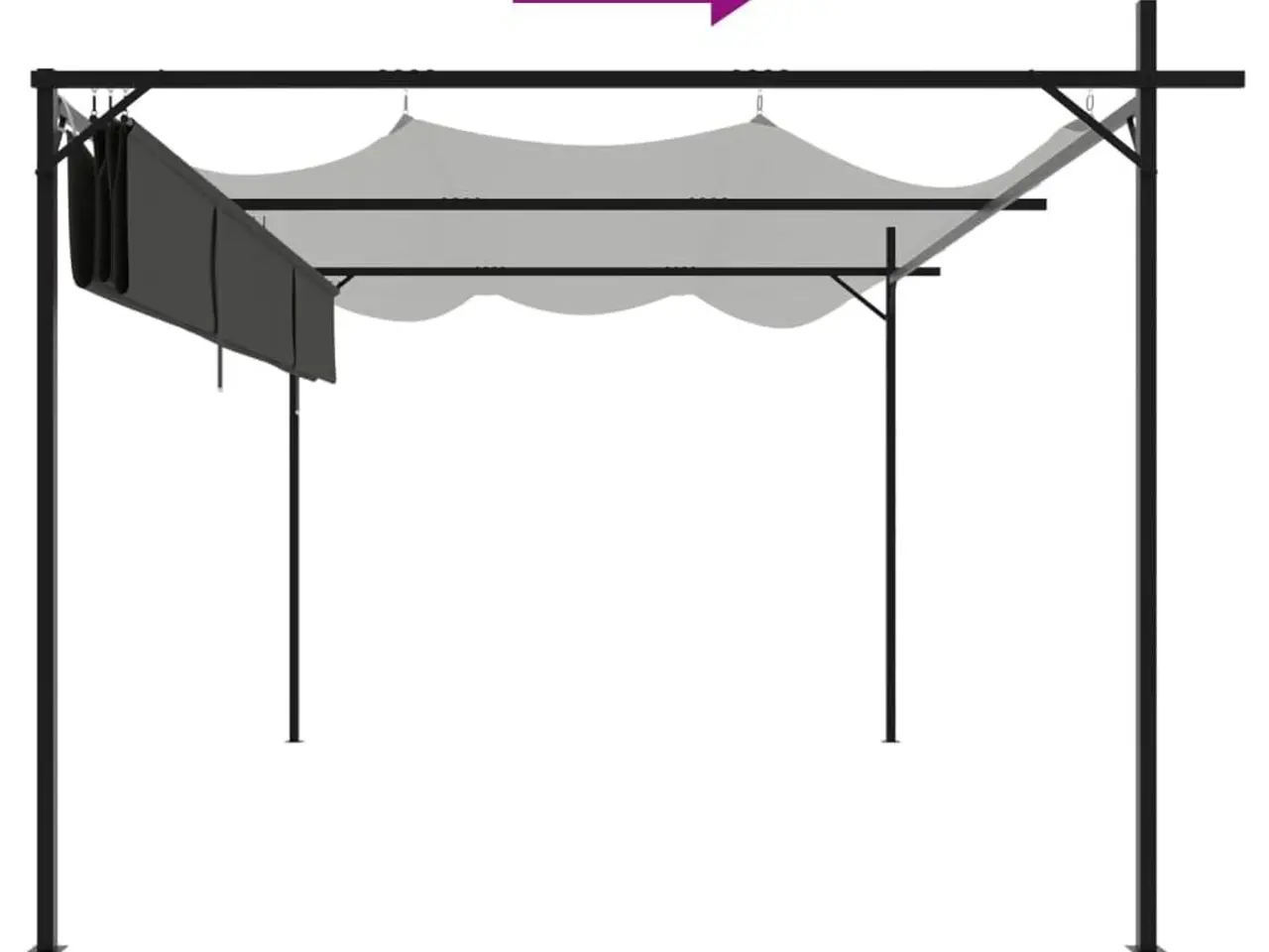 Billede 6 - Pergola med sammenrulleligt tag 395 × 292 × 230 cm - antracitgrå