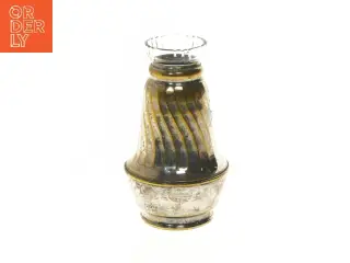 Sølvplet vase med glasindsats  (str. 15,5 cm)
