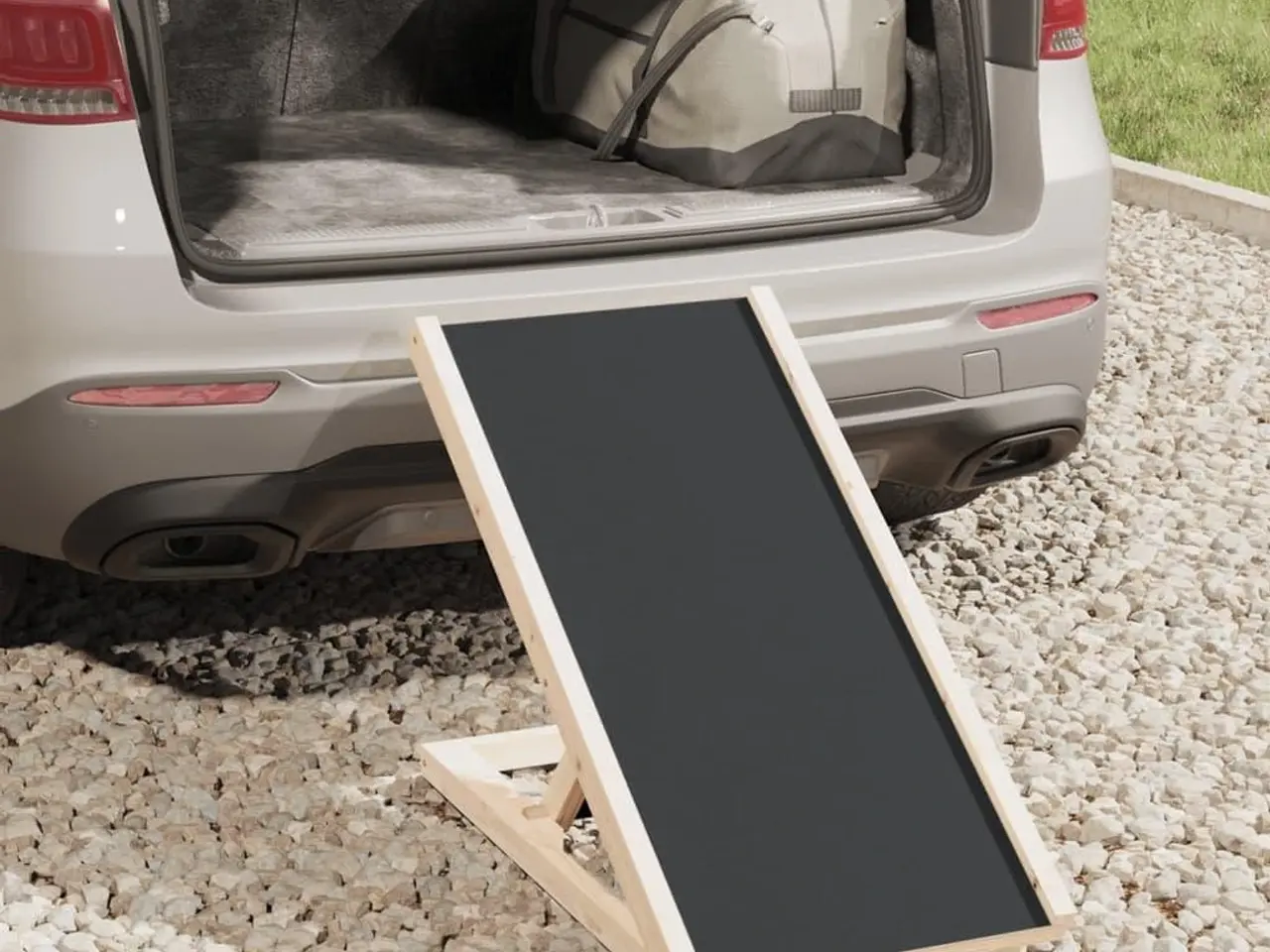 Billede 3 - Hunderampe 70 x 35 cm i massivt fyrretræ - grå