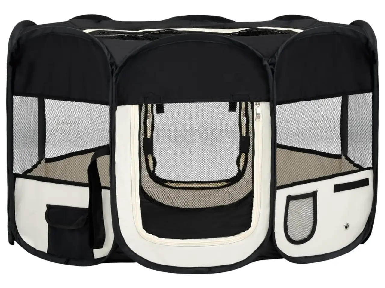Billede 2 - Foldbar hundegård med bæretaske 125 × 125 × 61 cm - sort/creme