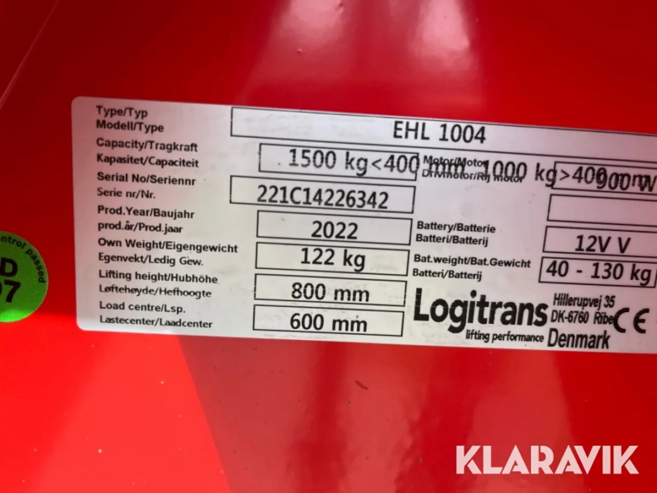 Billede 9 - Sakseløfter Logitrans EHL 1004
