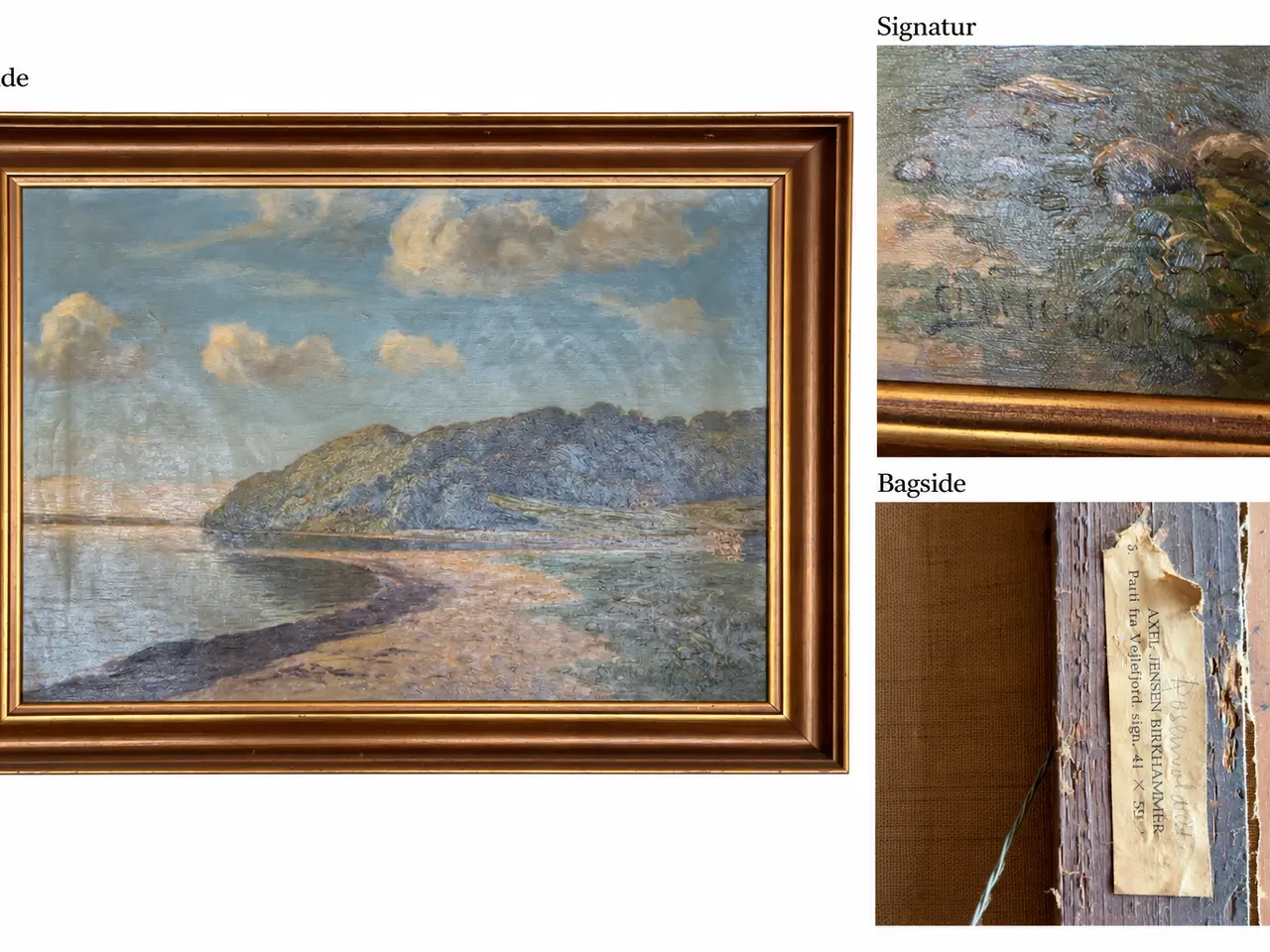 Billede 1 - Maleri – Parti fra Vejlefjord – 50 × 68 cm med ram