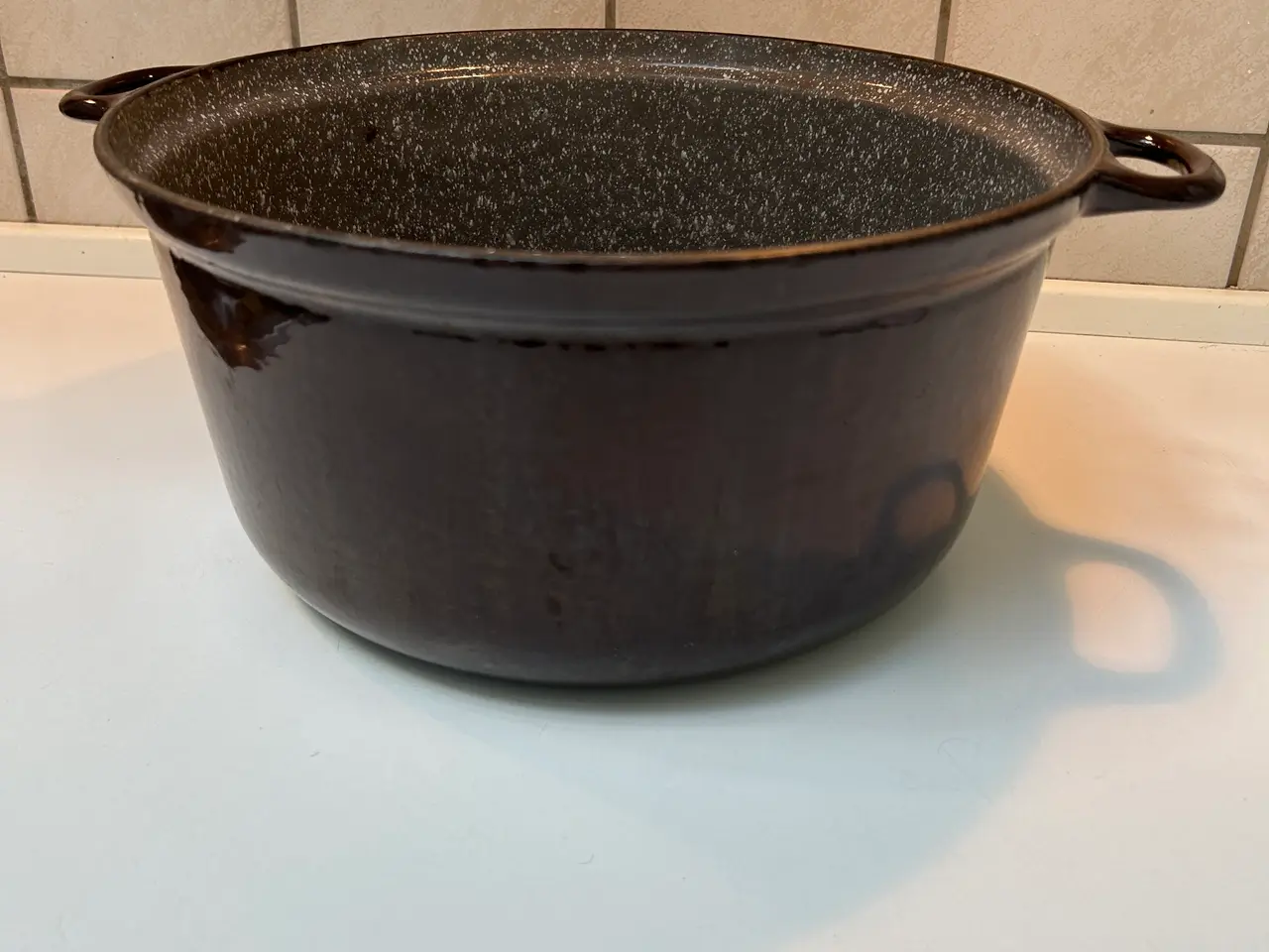 Billede 1 - Vintage emalje gryde i brun 