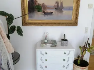 Stort og elegant vintage-maleri med smuk, detaljer