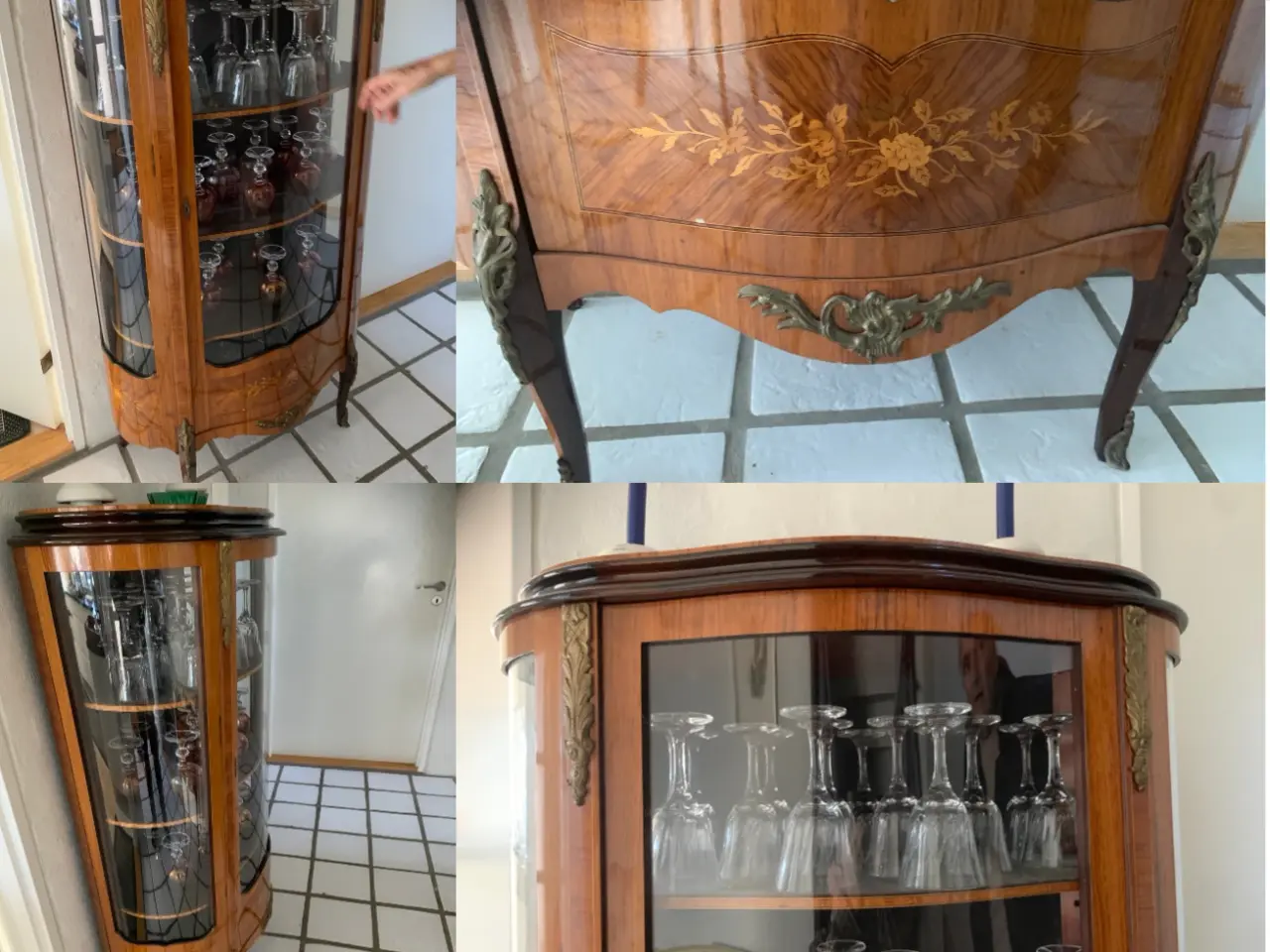 Billede 1 - Vitrine med intarsia og messingornamenter