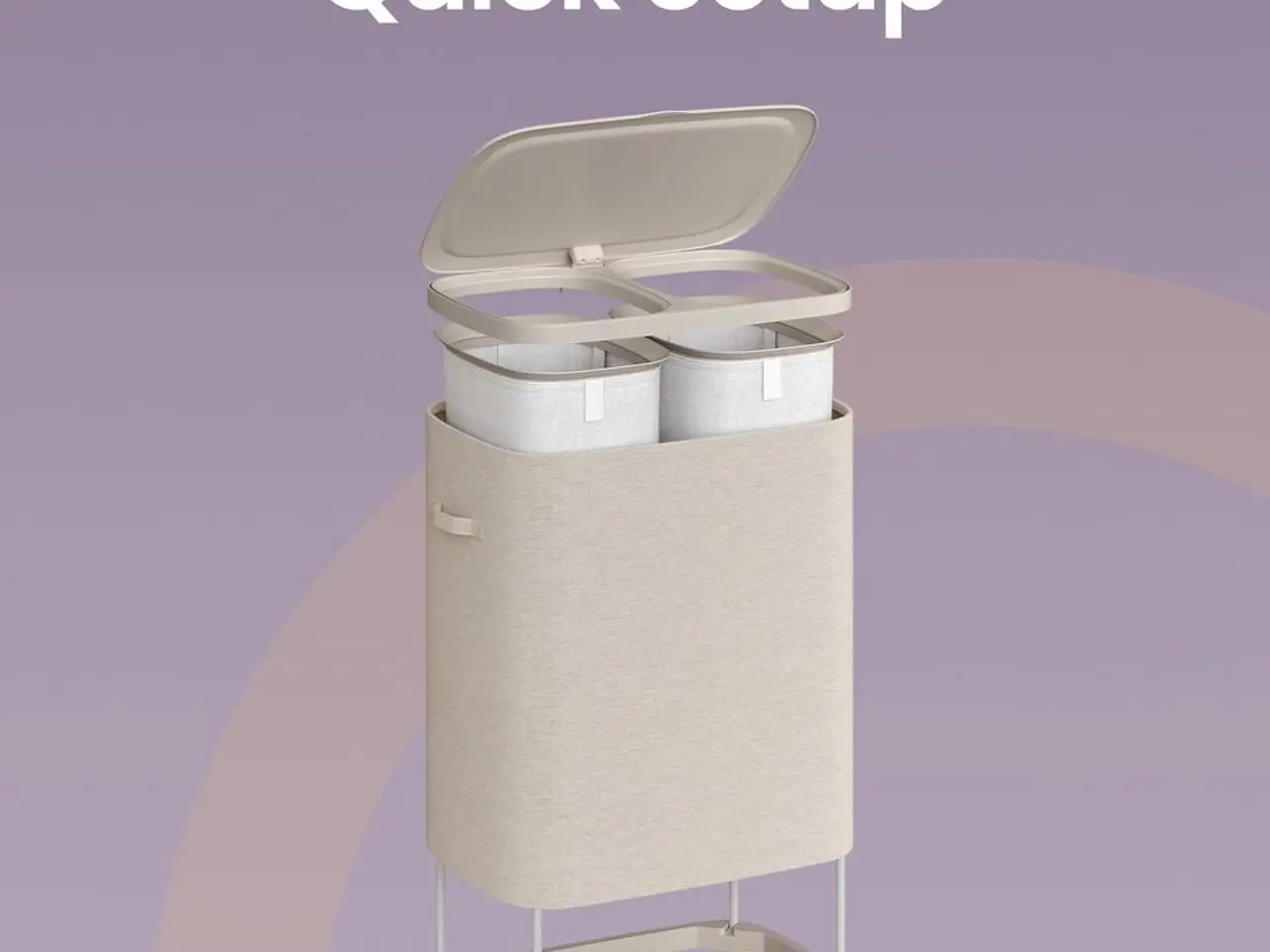 Billede 7 - Vasketøjskurv med låg 160 l, 2 rum - beige