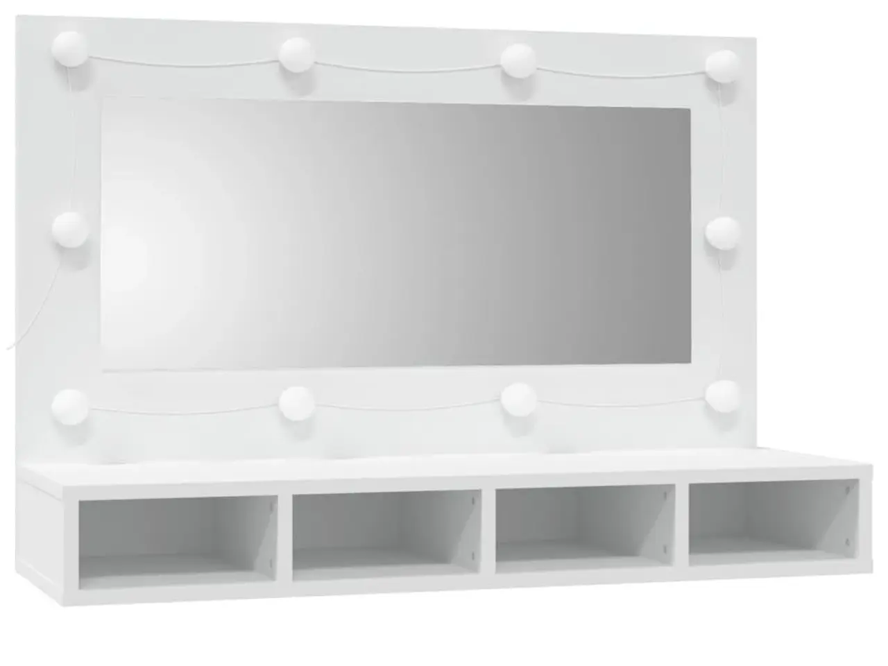 Billede 3 - Spejlskab med LED-lys - 90 × 31,5 × 62 cm, hvid