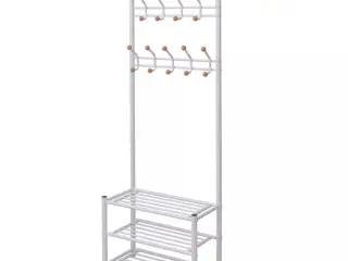 Knagerække med skoopbevaring 68x32x182,5 cm hvid