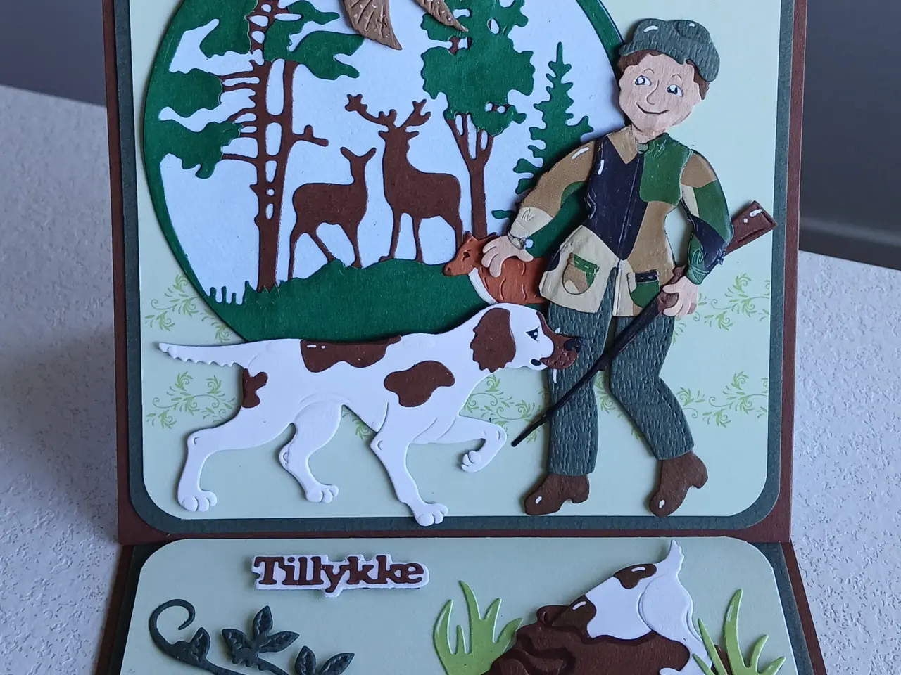 Billede 2 - Tillykke kort med jæger på sælges.