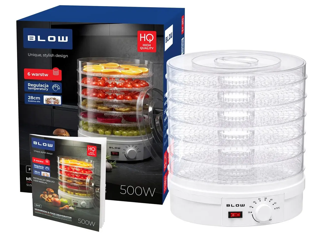 Billede 8 - BLOW FD-01 maddører 500 W med 6 niveauer og temperaturregulering - hvid